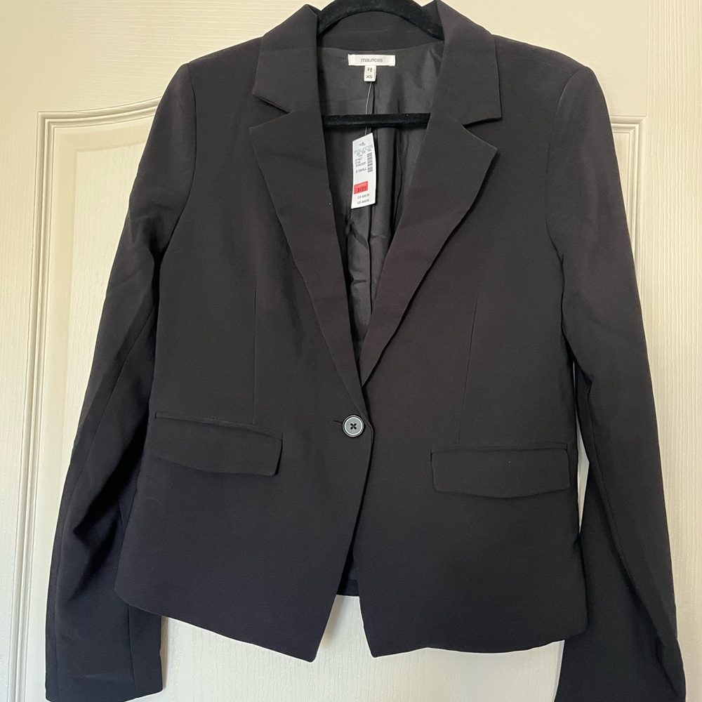 🌸2/20 Timeless Black One-Button Blazer XS NWT Dark Academia Office Maurice Jacke